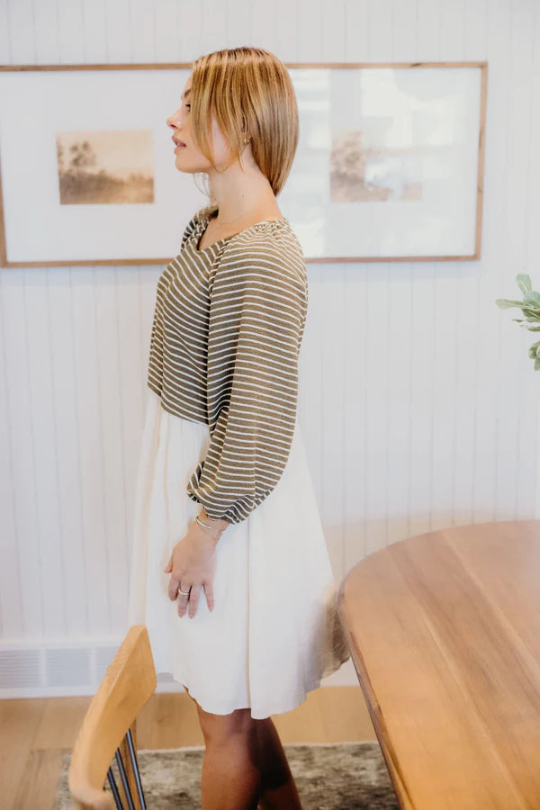 THE DAWN DRESS - OLIVE STRIPED