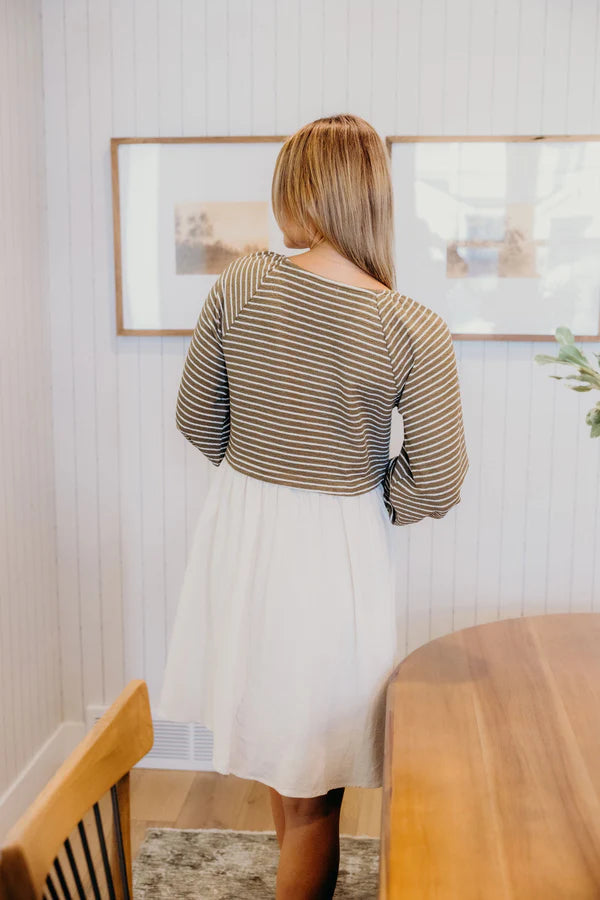 THE DAWN DRESS - OLIVE STRIPED