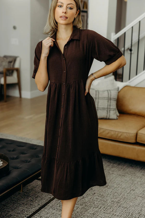 THE LEO MIDI DRESS - ESPRESSO