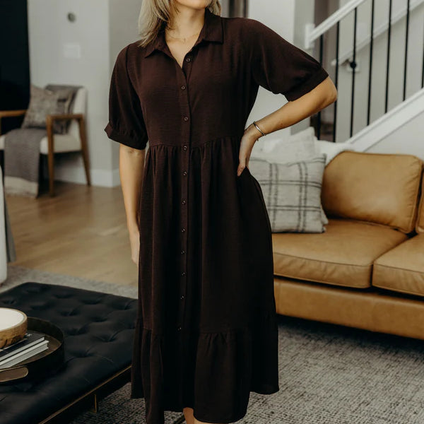 THE LEO MIDI DRESS - ESPRESSO