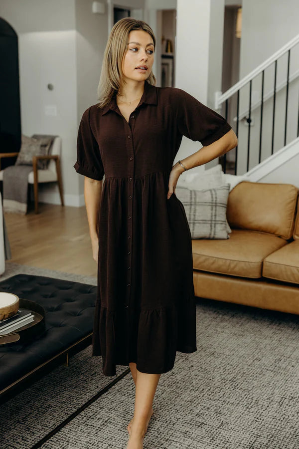 THE LEO MIDI DRESS - ESPRESSO