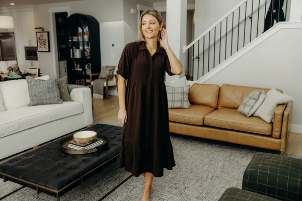 THE LEO MIDI DRESS - ESPRESSO
