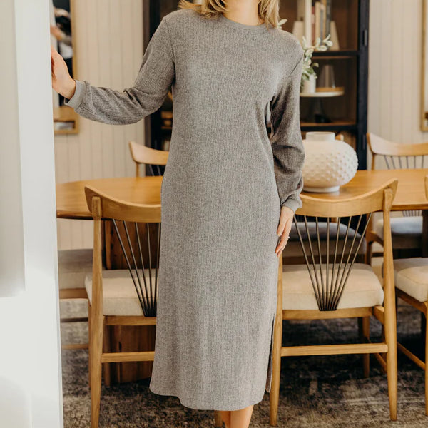 THE ARDEN MIDI DRESS - SPECKLED GREY