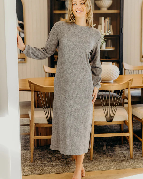 THE ARDEN MIDI DRESS - SPECKLED GREY