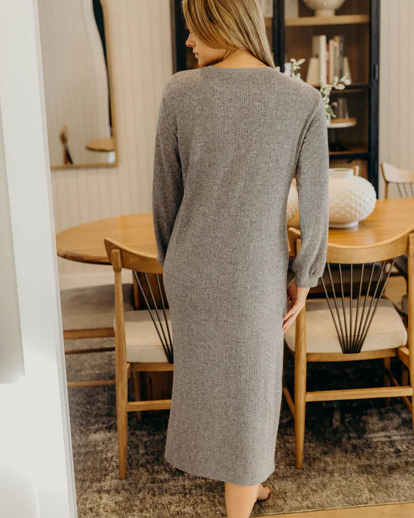 THE ARDEN MIDI DRESS - SPECKLED GREY
