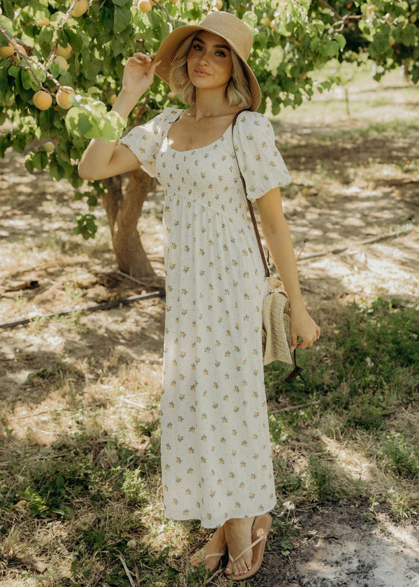 MILEY MIDI DRESS - LEMON PETAL