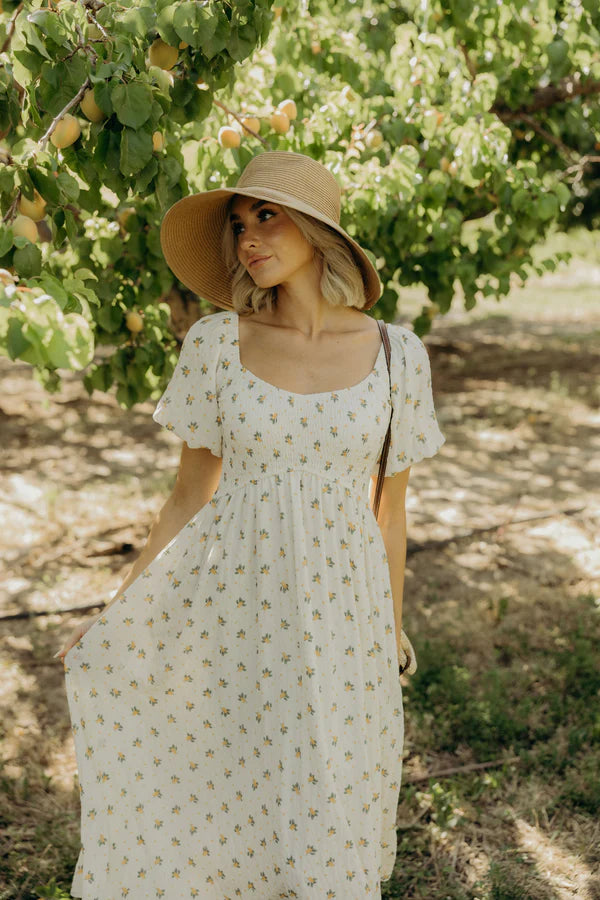 MILEY MIDI DRESS - LEMON PETAL