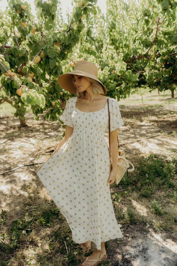 MILEY MIDI DRESS - LEMON PETAL