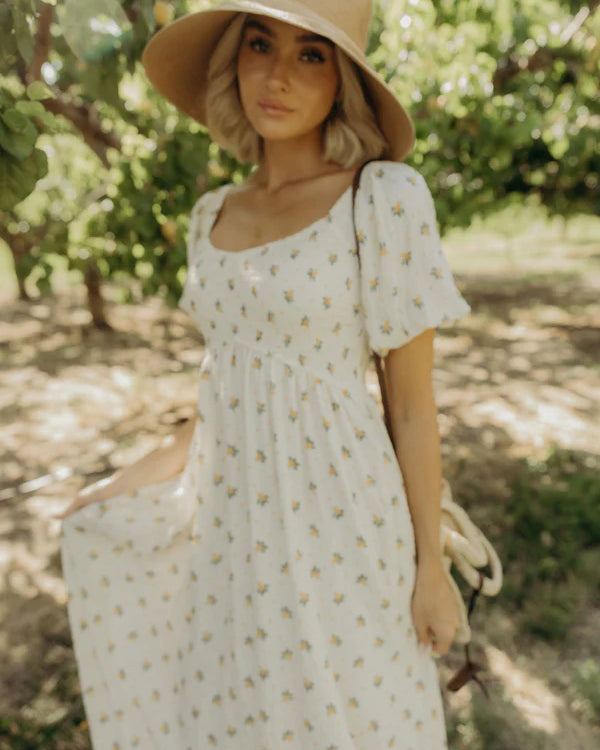 MILEY MIDI DRESS - LEMON PETAL