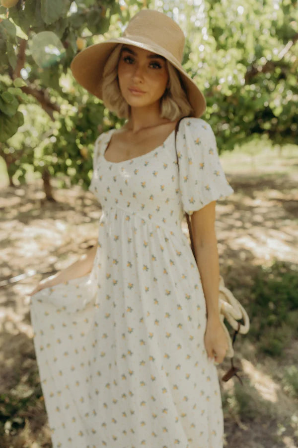 MILEY MIDI DRESS - LEMON PETAL