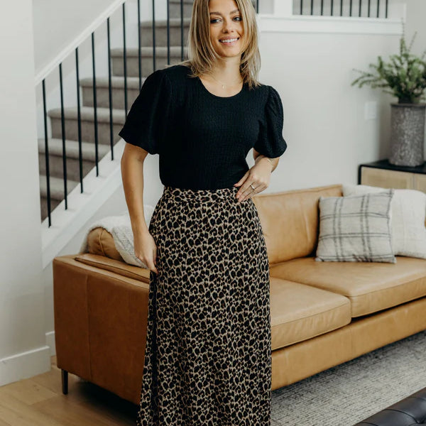 THE MIDI SLIP SKIRT - LEOPARD