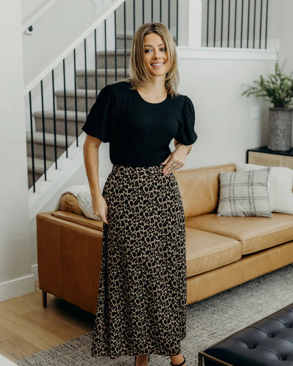 THE MIDI SLIP SKIRT - LEOPARD