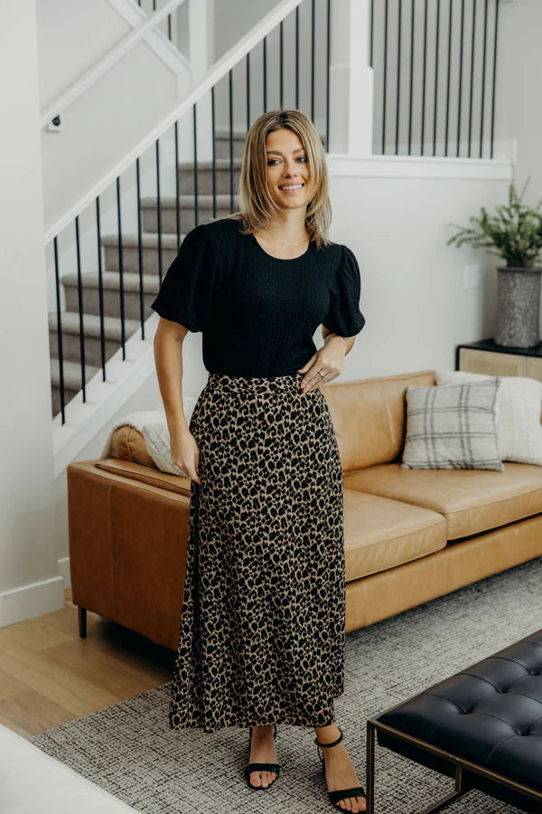 THE MIDI SLIP SKIRT - LEOPARD