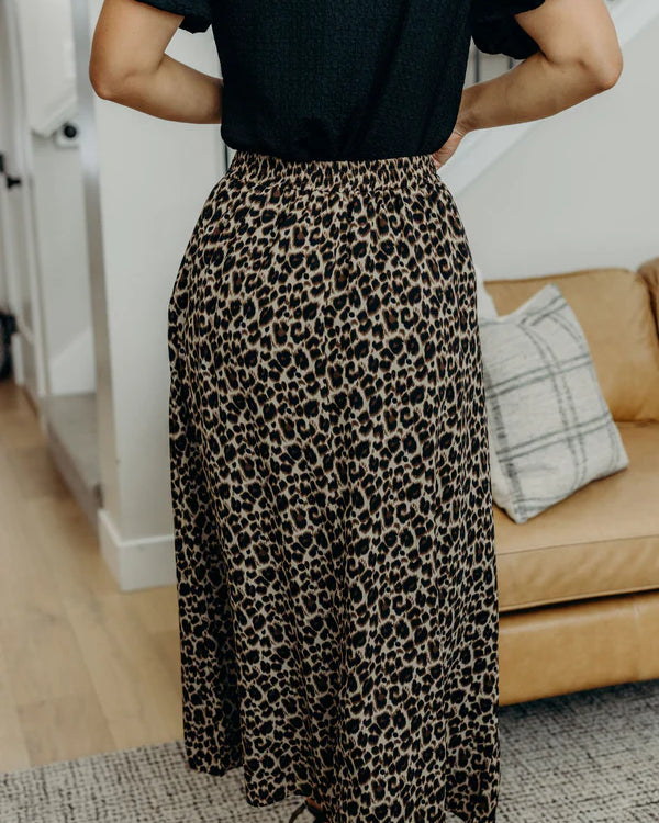 THE MIDI SLIP SKIRT - LEOPARD