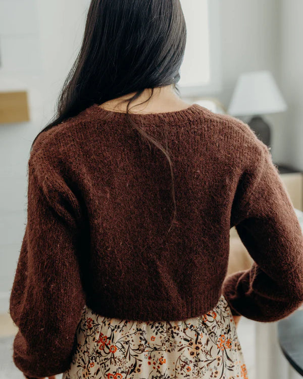 BOW FRONT CARDIGAN - FOXY BROWN