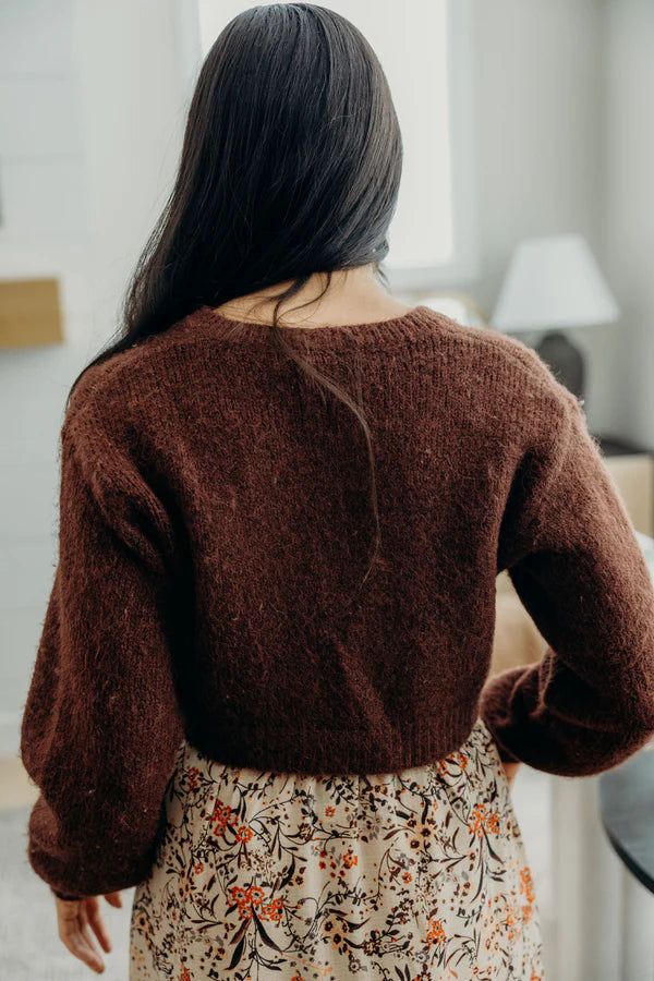 BOW FRONT CARDIGAN - FOXY BROWN