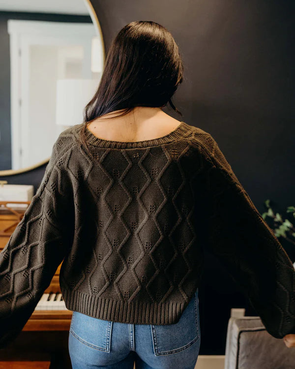 TIE LONG SLEEVE CARDIGAN - THYME LEAF