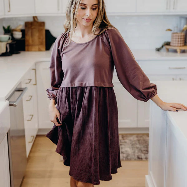 THE DAWN DRESS - MULLED MULBERRY