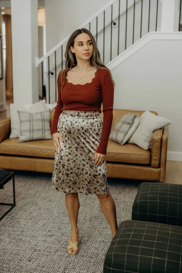 THE SCALLOP LONG SLEEVE - COPPER