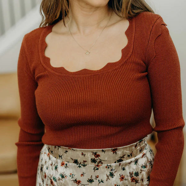 THE SCALLOP LONG SLEEVE - COPPER