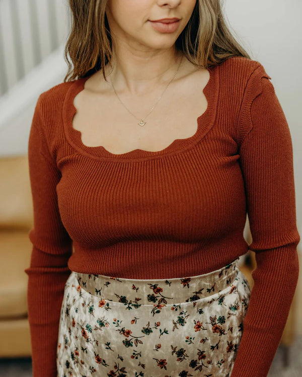 THE SCALLOP LONG SLEEVE - COPPER