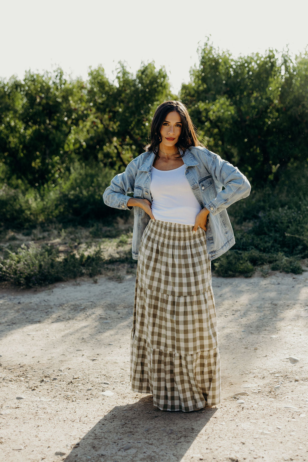 TIERED MAXI SKIRT - WILLOW CHECK
