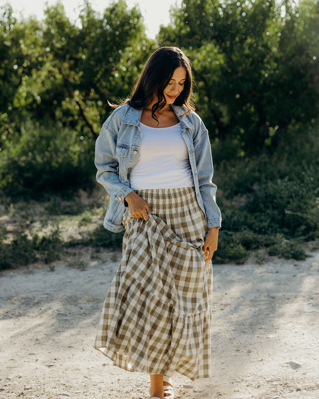 TIERED MAXI SKIRT - WILLOW CHECK