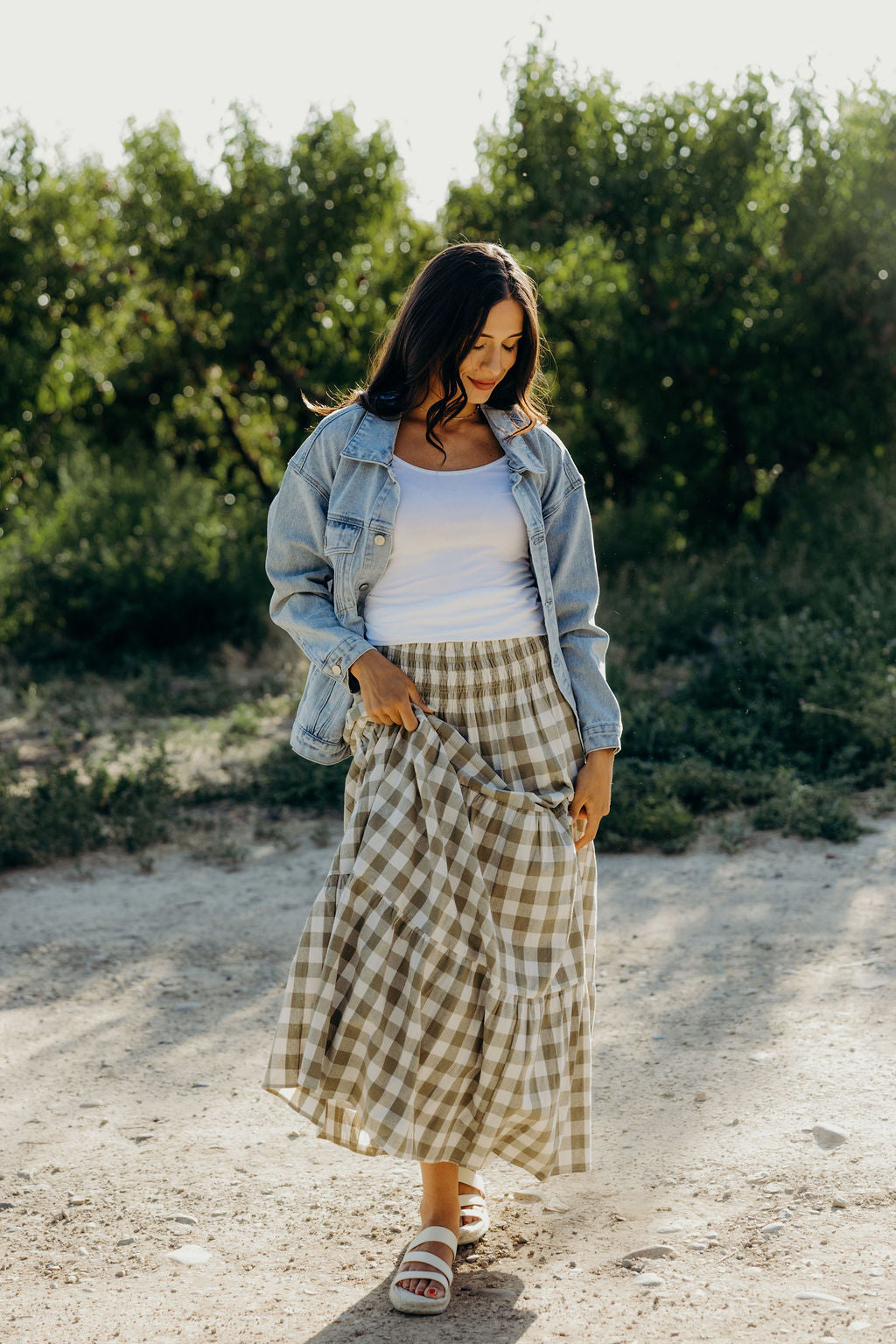 TIERED MAXI SKIRT - WILLOW CHECK