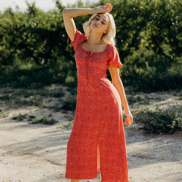 JAMIE PRINTED MIDI DRESS - BERRY CRUSH