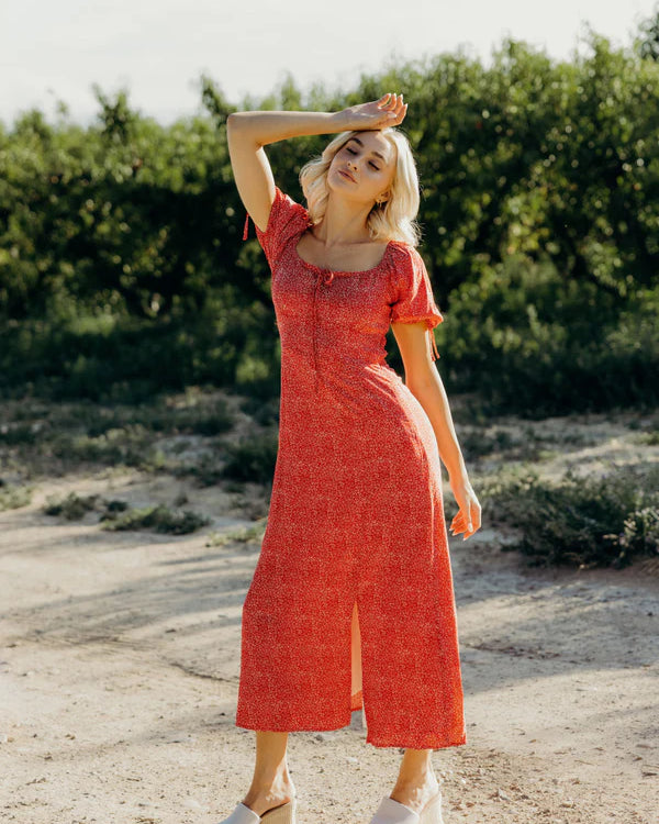 JAMIE PRINTED MIDI DRESS - BERRY CRUSH