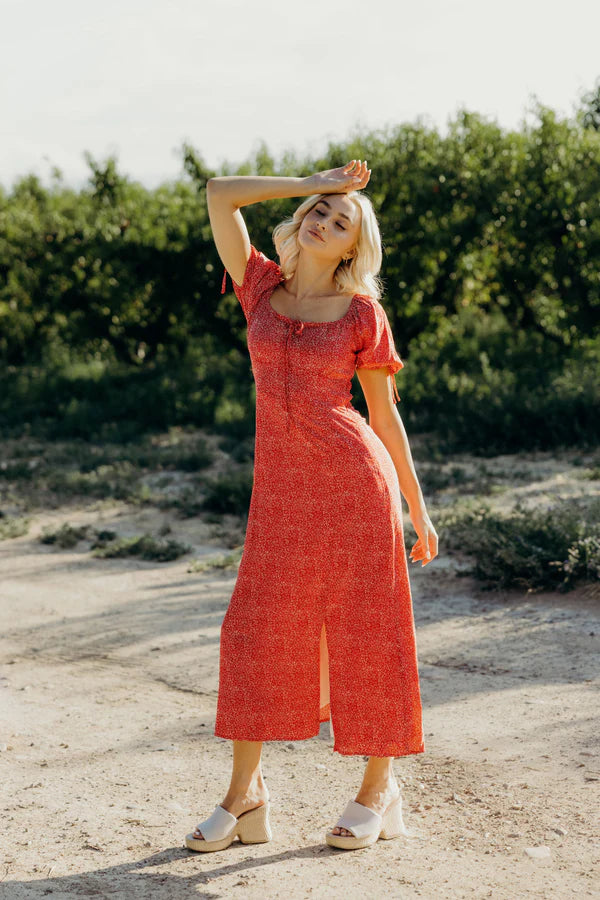 JAMIE PRINTED MIDI DRESS - BERRY CRUSH