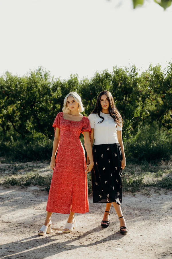 JAMIE PRINTED MIDI DRESS - BERRY CRUSH