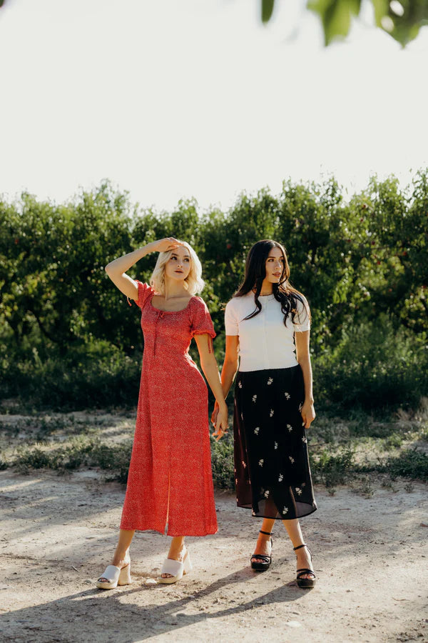 JAMIE PRINTED MIDI DRESS - BERRY CRUSH