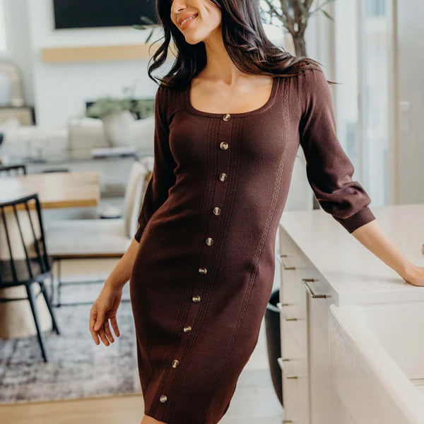 THE JODI DRESS - WALNUT