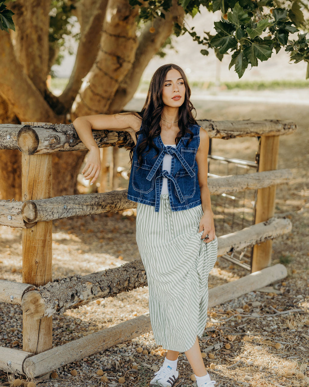 TIERED MAXI SKIRT - GREEN RIBBON