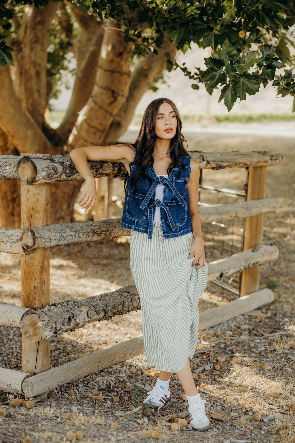 TIERED MAXI SKIRT - GREEN RIBBON