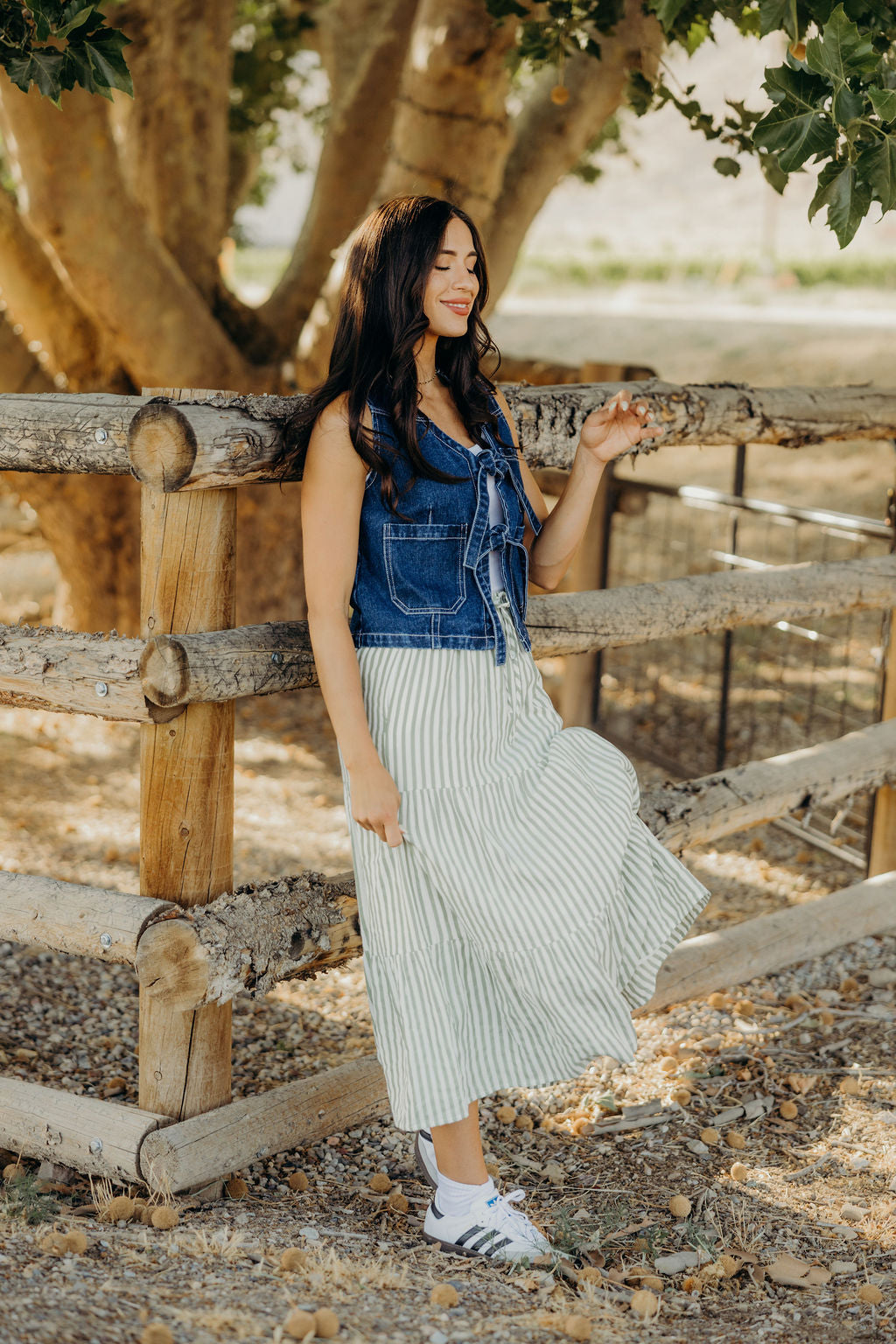 TIERED MAXI SKIRT - GREEN RIBBON