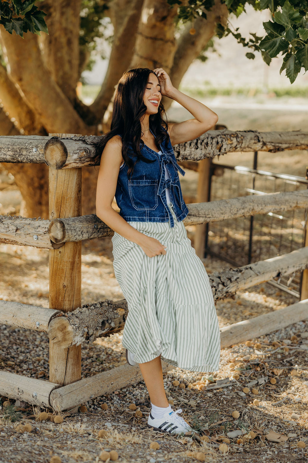 TIERED MAXI SKIRT - GREEN RIBBON