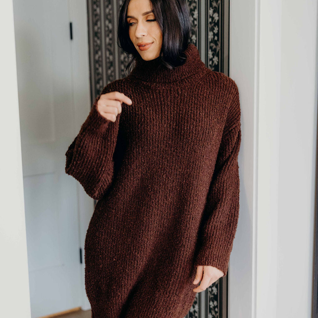 THE VERITY SWEATER DRESS - CHESTNUT RUST