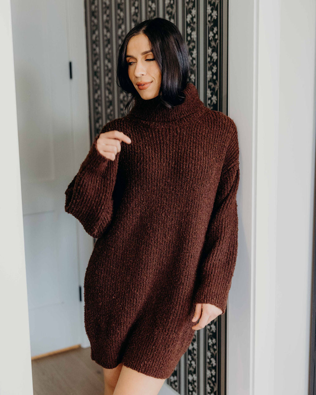 THE VERITY SWEATER DRESS - CHESTNUT RUST