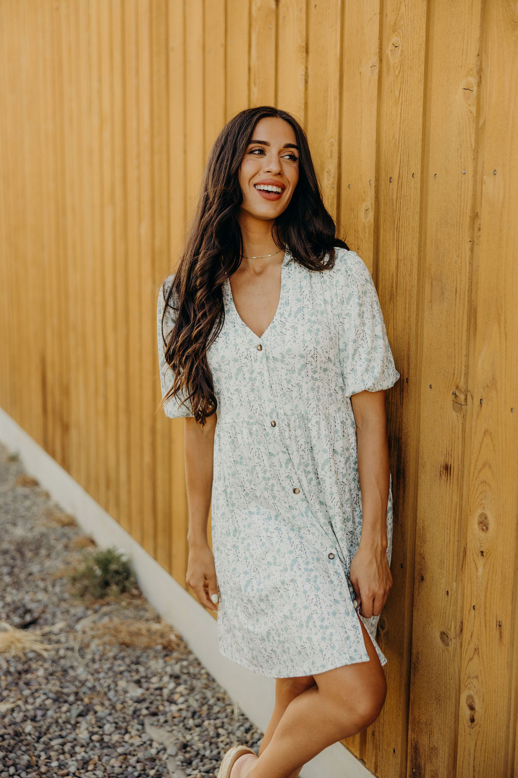 THE CHEYENNE PRINTED DRESS - DUSTY TURQUOISE