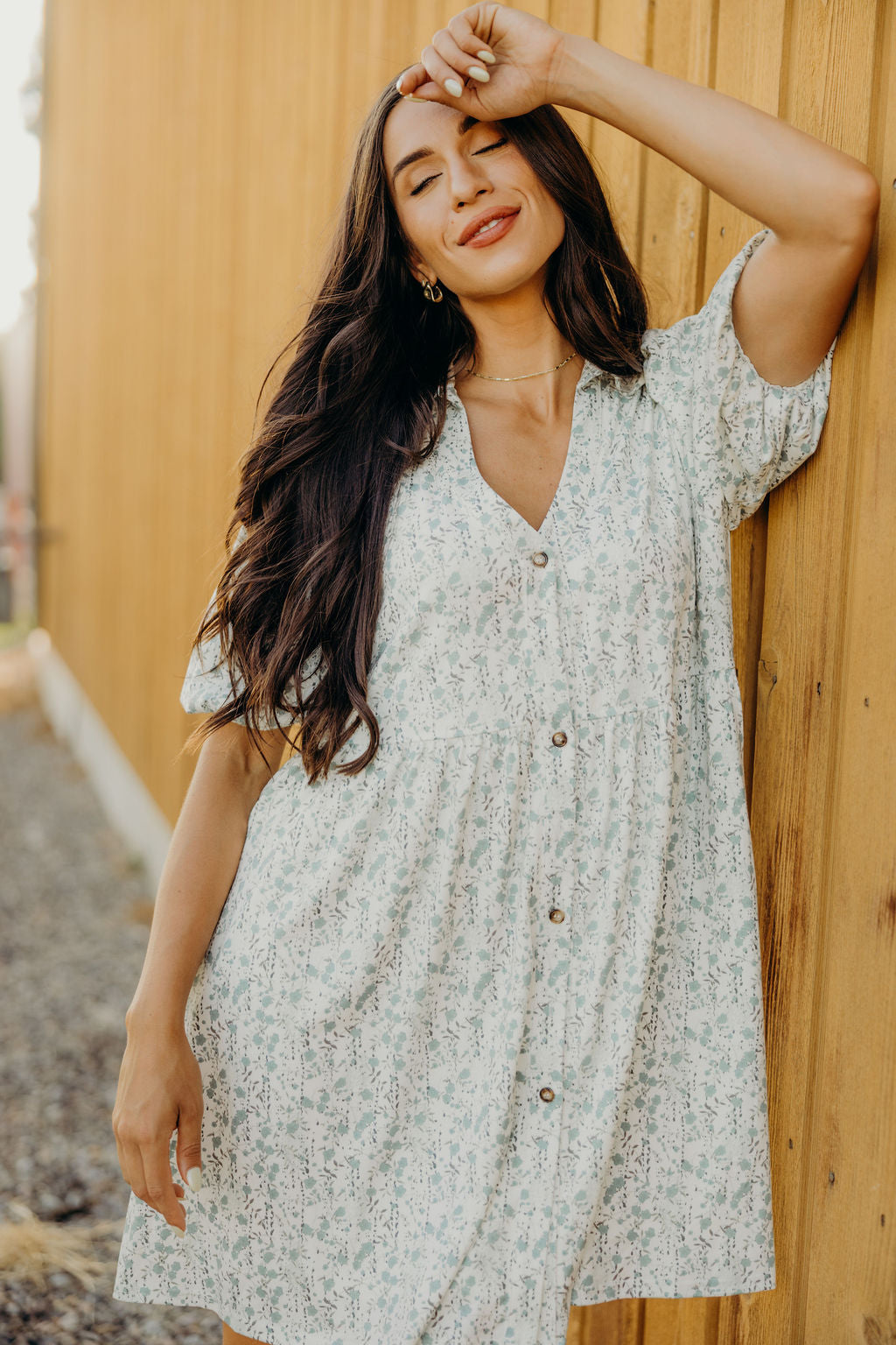 THE CHEYENNE PRINTED DRESS - DUSTY TURQUOISE