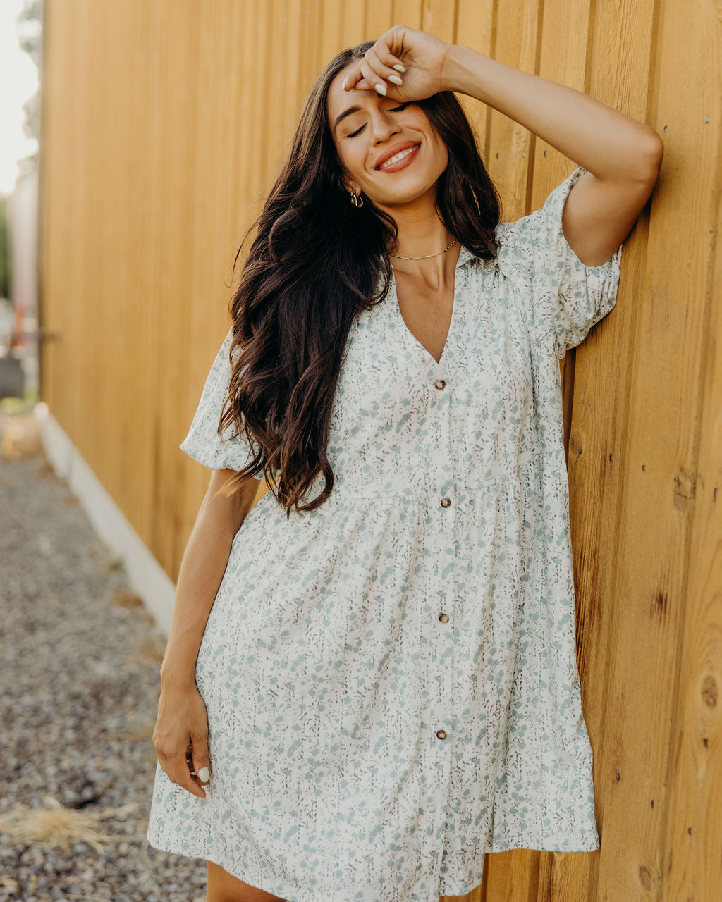THE CHEYENNE PRINTED DRESS - DUSTY TURQUOISE