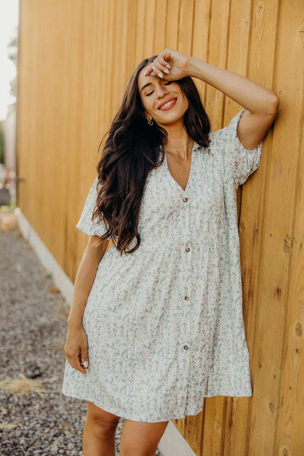 THE CHEYENNE PRINTED DRESS - DUSTY TURQUOISE