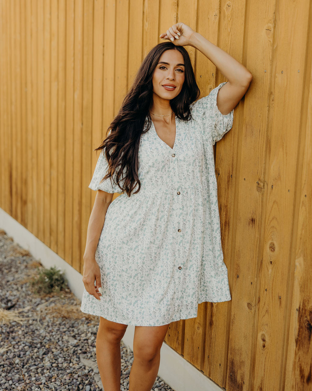 THE CHEYENNE PRINTED DRESS - DUSTY TURQUOISE