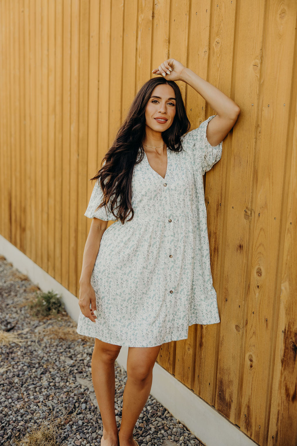 THE CHEYENNE PRINTED DRESS - DUSTY TURQUOISE