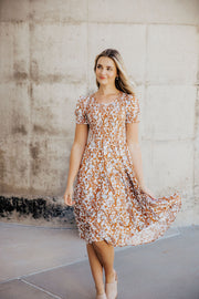 THE MCCALL MIDI DRESS - CINNAMON - LAST SIZE XS