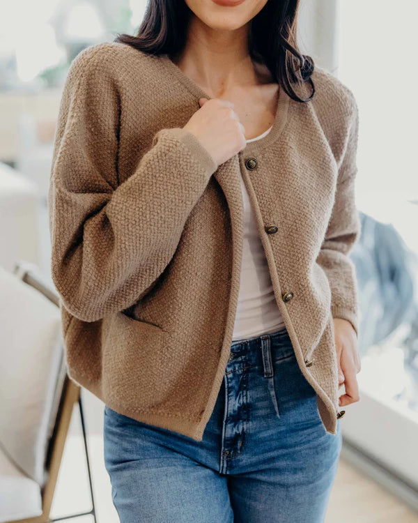 THE BUTTON FRONT CARDIGAN - SESAME