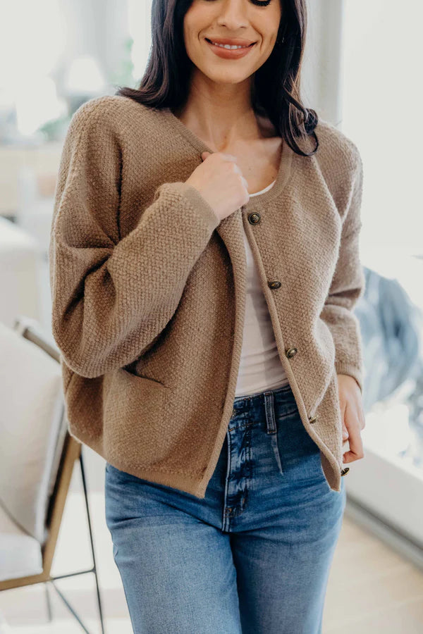 THE BUTTON FRONT CARDIGAN - SESAME