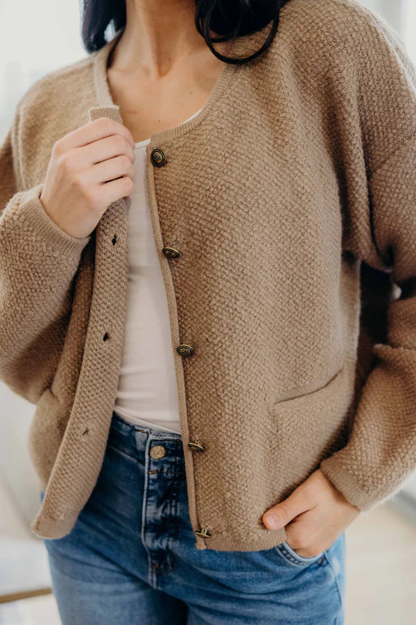 THE BUTTON FRONT CARDIGAN - SESAME